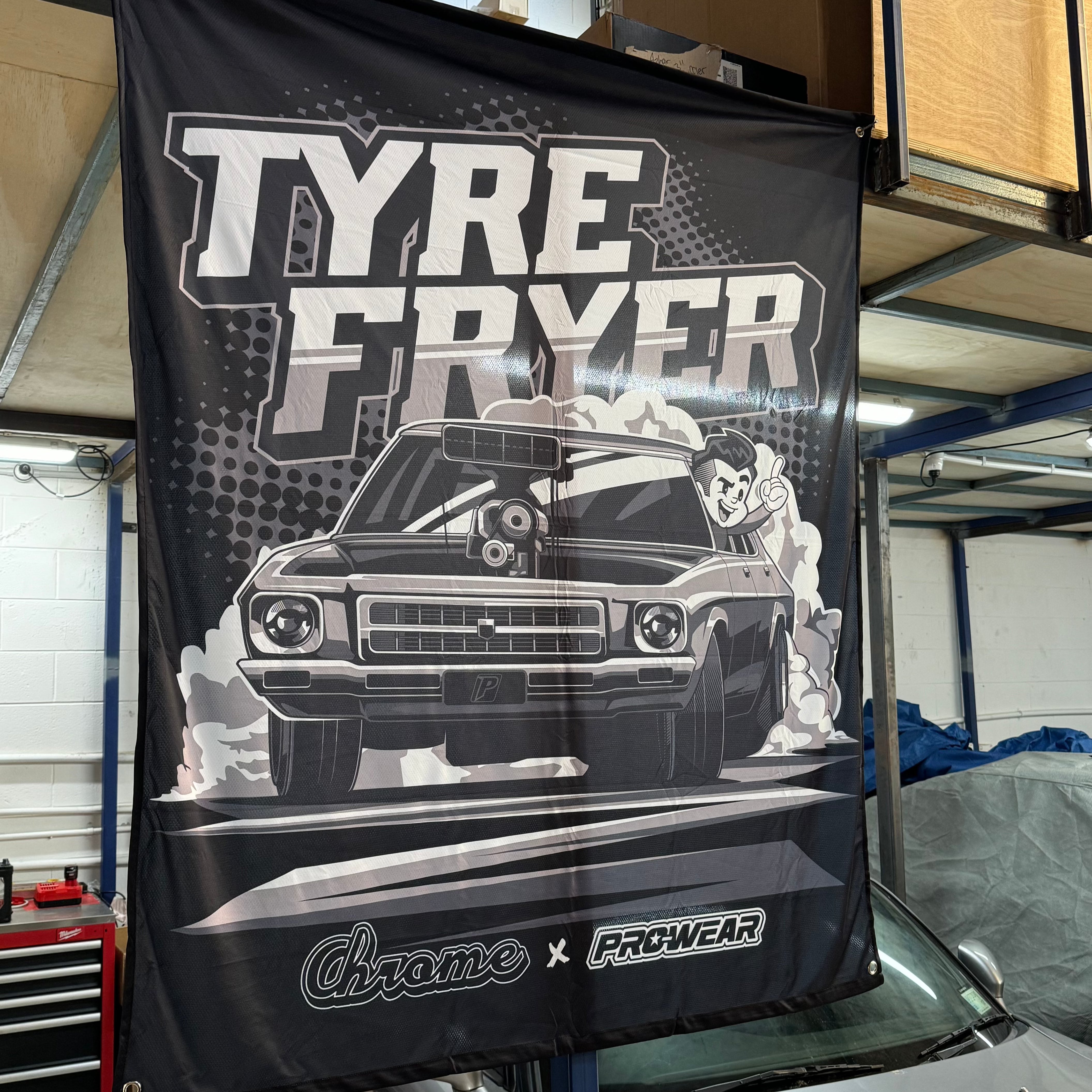 TYRE FRYER Garage Banner -  Preorder